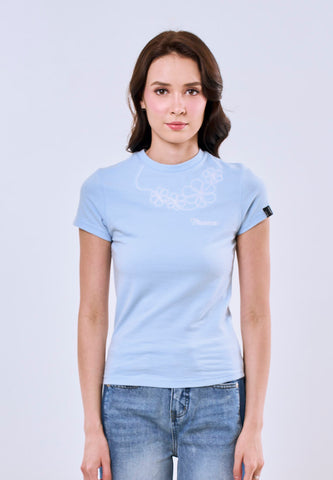 Mossimo Brielle Baby Blue Body Fitted Tee For Women