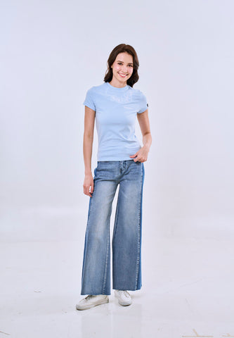 Mossimo Brielle Baby Blue Body Fitted Tee For Women