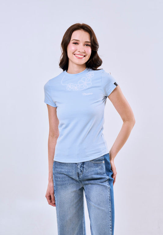 Mossimo Brielle Baby Blue Body Fitted Tee For Women