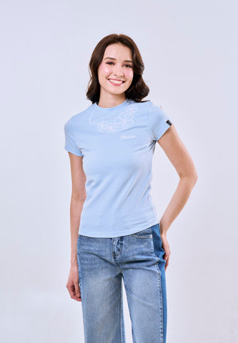 Mossimo Brielle Baby Blue Body Fitted Tee For Women