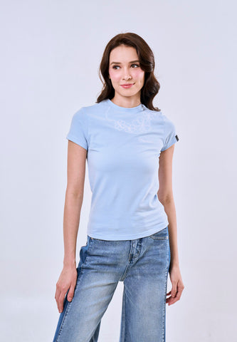 Mossimo Brielle Baby Blue Body Fitted Tee For Women