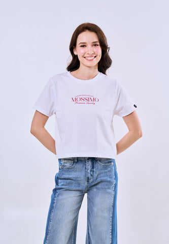 Mossimo Luna White Classic Cropped Fit Tee For Women