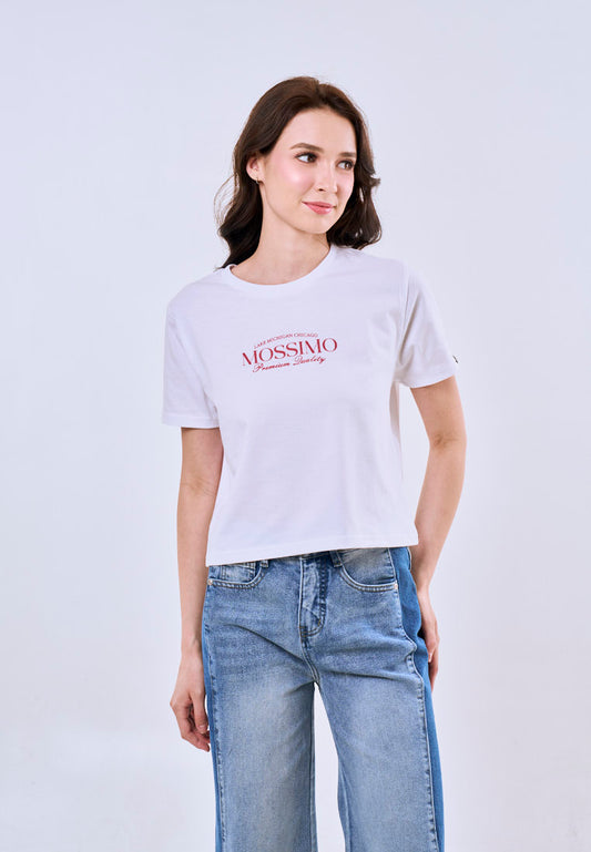 Mossimo Luna White Classic Cropped Fit Tee For Women