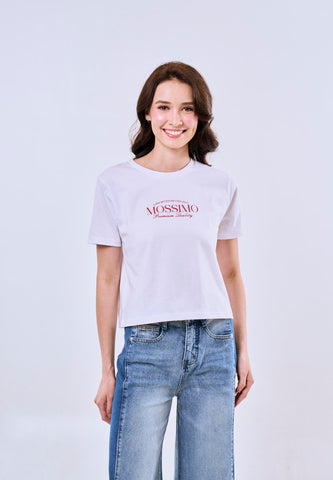 Mossimo Luna White Classic Cropped Fit Tee For Women