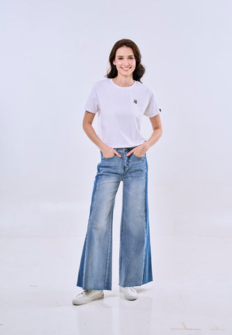 Mossimo Zoe Blue Two Tone Wide Leg Jeans For Women