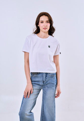 Mossimo Joy White Classic Cropped Fit Tee For Women