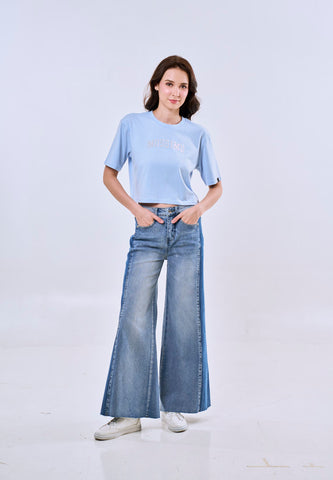 Mossimo Kaia Baby Blue Modern Cropped Fit Tee For Women
