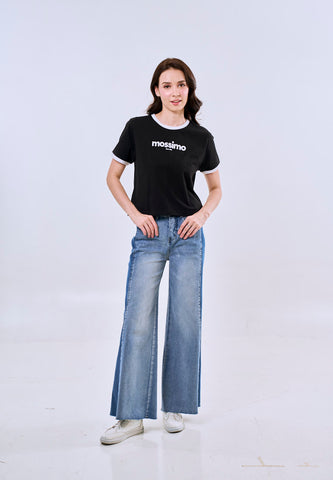 Mossimo Cleo Black Ringer Classic Cropped Fit Tee For Women