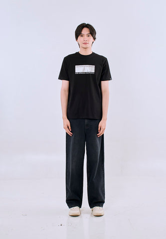 Mossimo Men's Black Classic Fit Metallic Logo Print Tee
