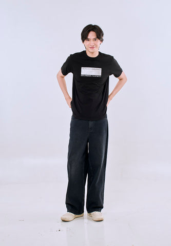 Mossimo Men's Black Classic Fit Metallic Logo Print Tee