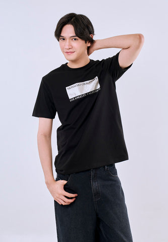 Mossimo Men's Black Classic Fit Metallic Logo Print Tee