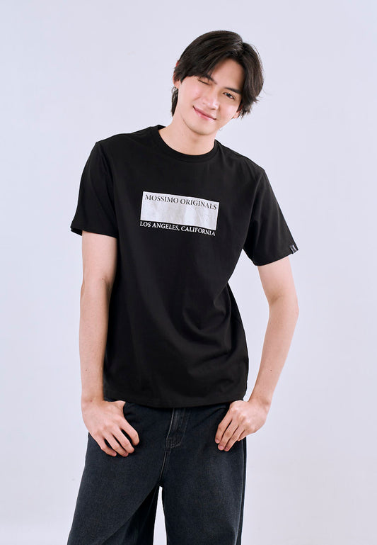 Mossimo Men's Black Classic Fit Metallic Logo Print Tee