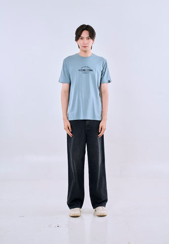 Mossimo Men's Light Blue Classic Fit Tee with Logo Print