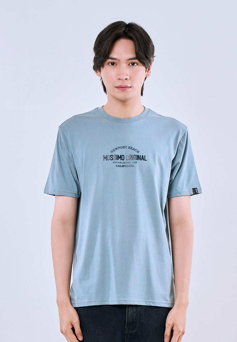 Mossimo Men's Light Blue Classic Fit Tee with Logo Print
