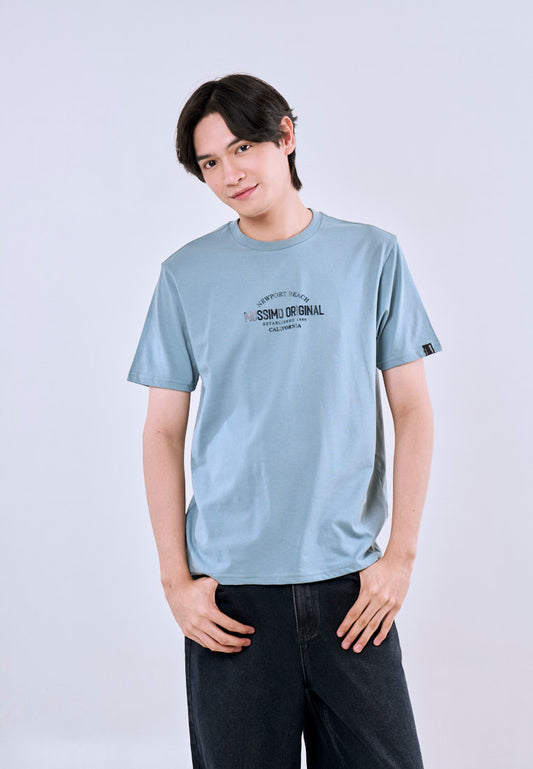 Mossimo Men's Light Blue Classic Fit Tee with Logo Print