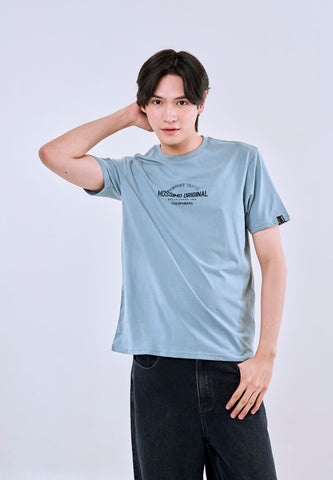 Mossimo Men's Light Blue Classic Fit Tee with Logo Print