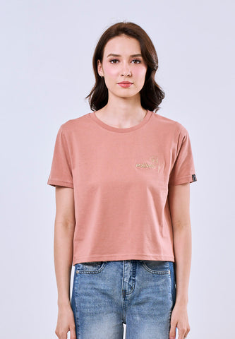 Mossimo Blossom Rose Tan Classic Cropped Fit Tee For Women