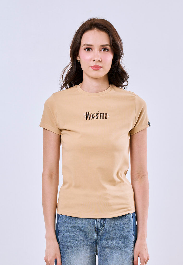 Mossimo Margaret Beige Body Fitted Tee For Women