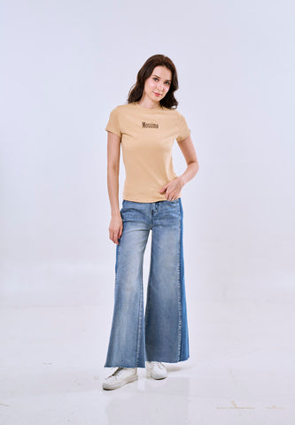 Mossimo Margaret Beige Body Fitted Tee For Women