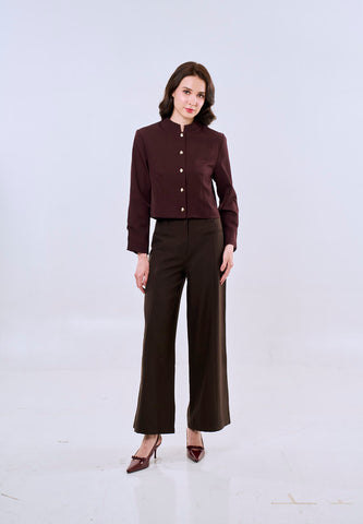 Mossimo Lucy Wine Red Classic Cropped Jacket w/ Buttons Fashion For Women