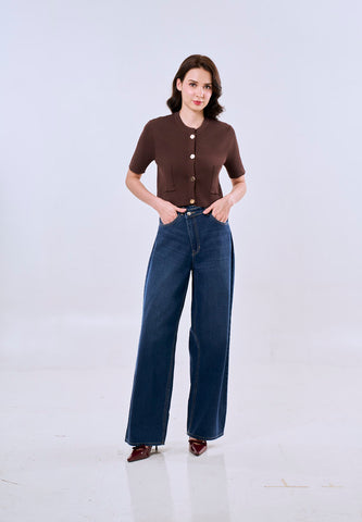Mossimo Amelia Choco Classic Cropped Knitted Top Fashion For Women