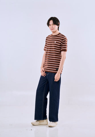 Mossimo Coby Brown Stripes Comfort Fit Tee For Men