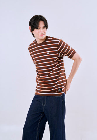 Mossimo Coby Brown Stripes Comfort Fit Tee For Men