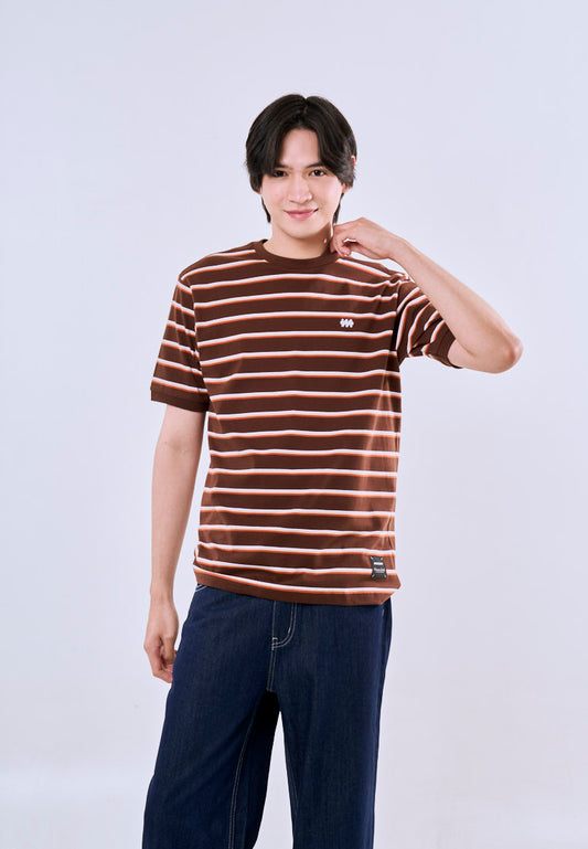 Mossimo Coby Brown Stripes Comfort Fit Tee For Men