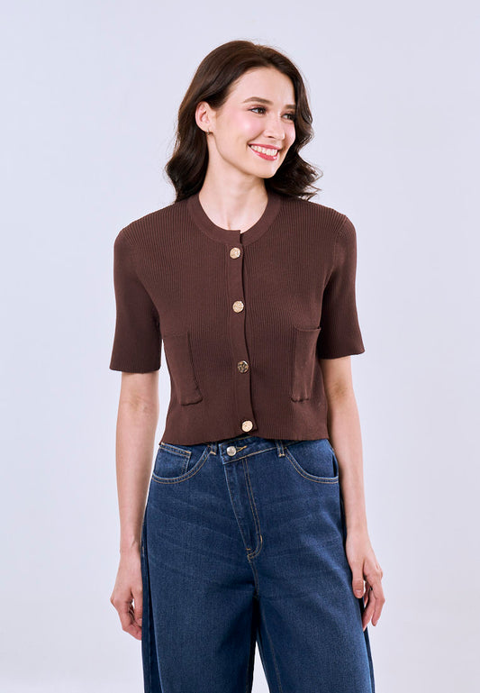 Mossimo Amelia Choco Classic Cropped Knitted Top Fashion For Women