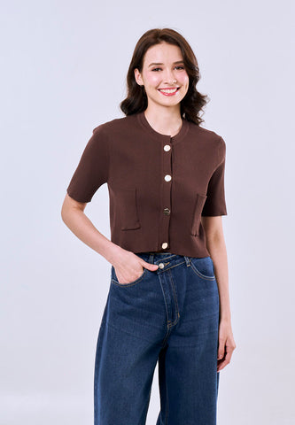 Mossimo Amelia Choco Classic Cropped Knitted Top Fashion For Women