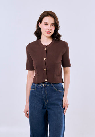 Mossimo Amelia Choco Classic Cropped Knitted Top Fashion For Women