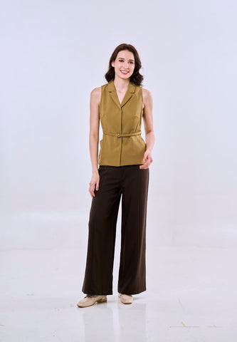 Mossimo Lily Olive Vintage Fit Sleeveless Blazer Top Fashion For Women