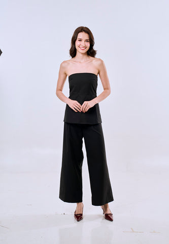 Mossimo Ivy Black Tube Jumpsuit Straight Loose Fit Leg For Women