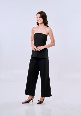 Mossimo Ivy Black Tube Jumpsuit Straight Loose Fit Leg For Women