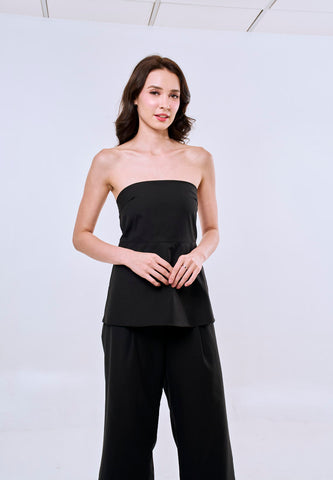 Mossimo Ivy Black Tube Jumpsuit Straight Loose Fit Leg For Women