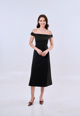 Mossimo Women's Black Off Shoulder Midi Dress