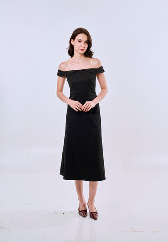 Mossimo Women's Black Off Shoulder Midi Dress