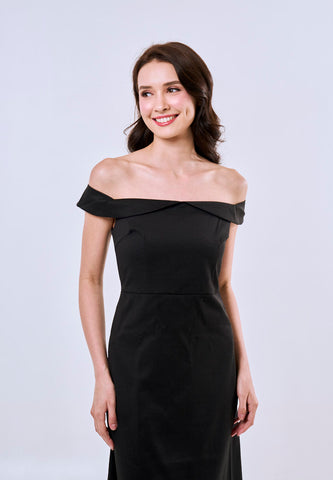 Mossimo Women's Black Off Shoulder Midi Dress