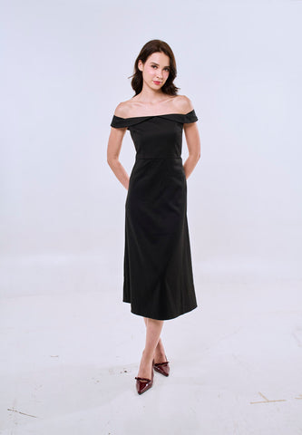 Mossimo Women's Black Off Shoulder Midi Dress