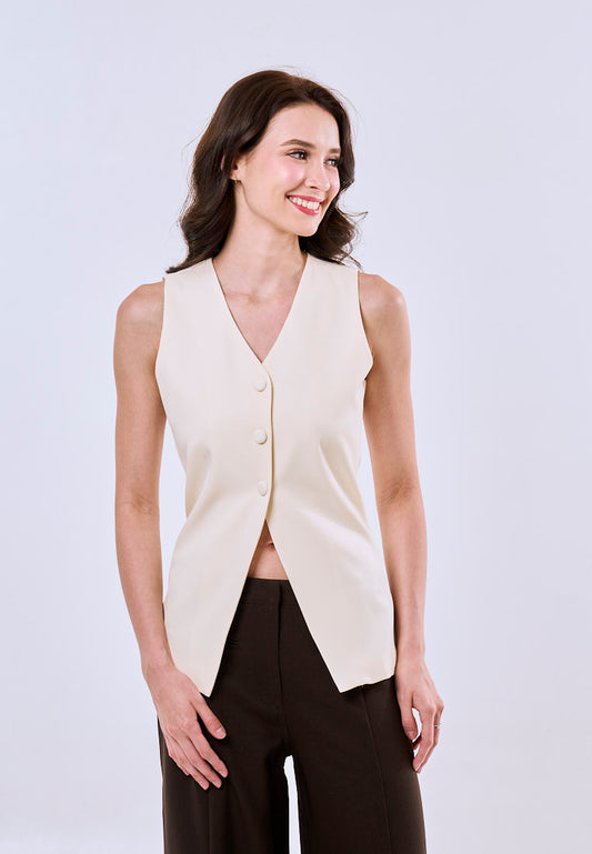 Mossimo Chloe Cream Vintage Fit Textured V-Neck Vest Top Fashion For Women