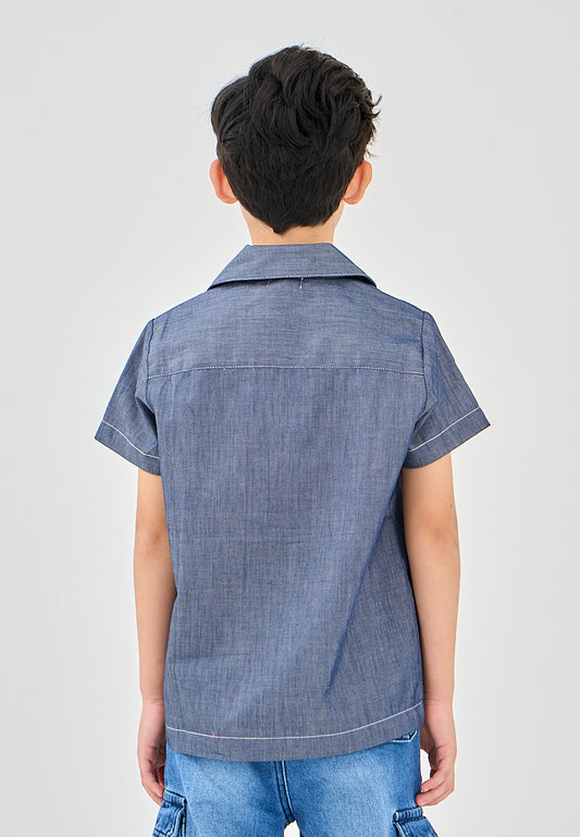 Mossimo Kids Lennon Denim Blue Short Sleeve Woven Top