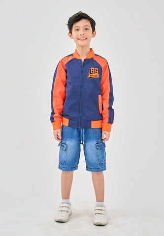 Mossimo Kids Edmark Orange Blue Varsity Jacket