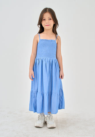Mossimo Kids Caroline Light Blue Smocking Ruffled Dress