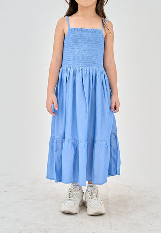 Mossimo Kids Caroline Light Blue Smocking Ruffled Dress