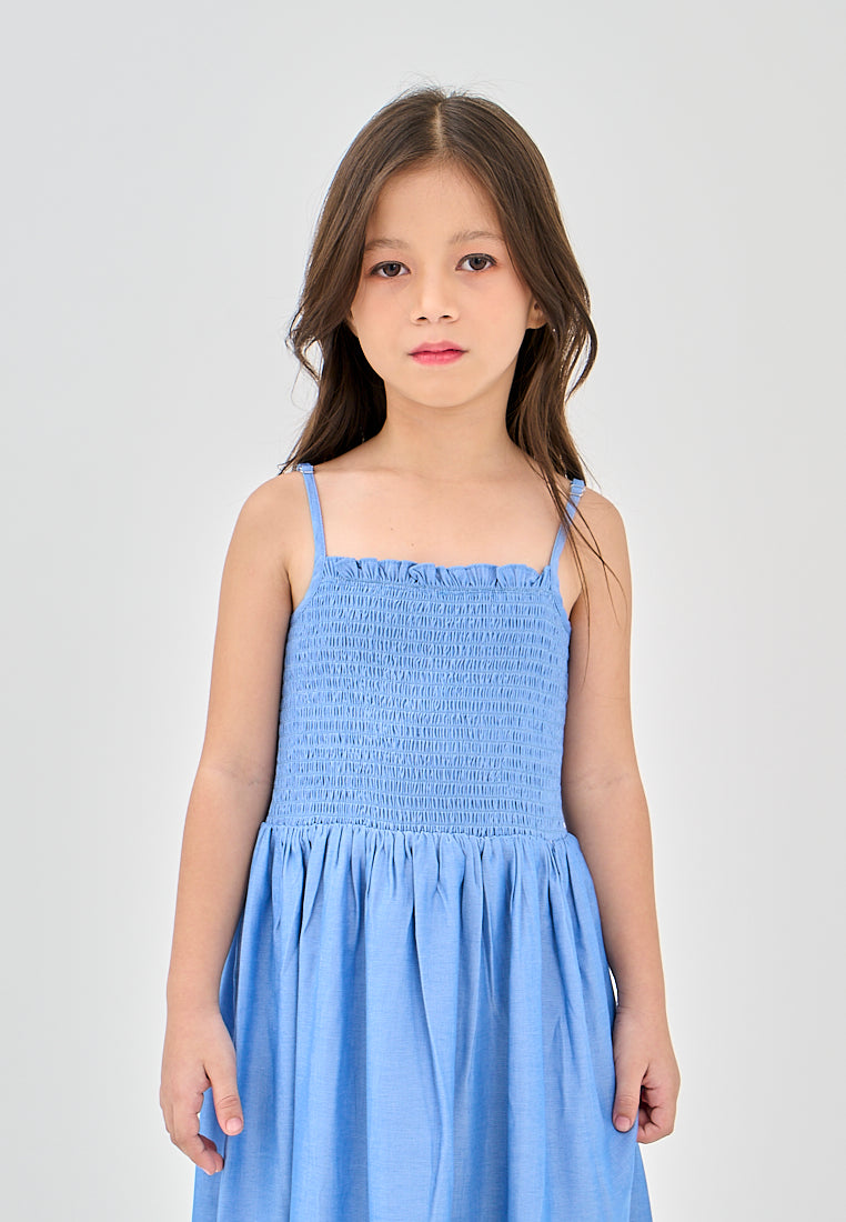 Mossimo Kids Caroline Light Blue Smocking Ruffled Dress