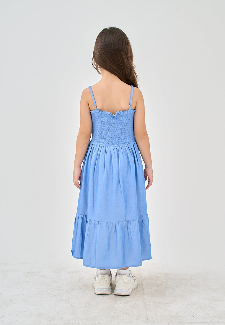 Mossimo Kids Caroline Light Blue Smocking Ruffled Dress