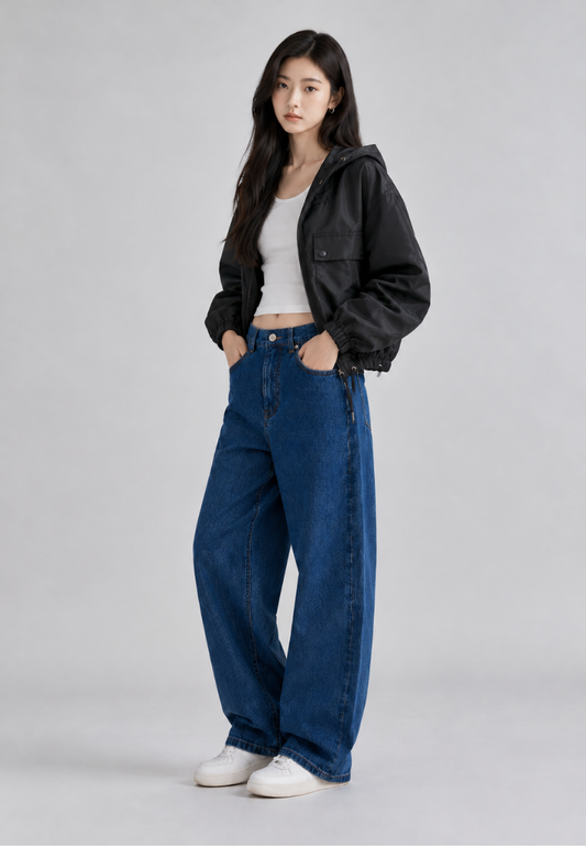 Mossimo Natalia Black Parachute Hoodie Jacket