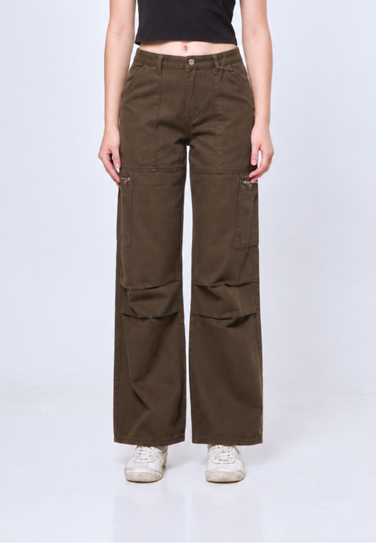 Mossimo Ezra Brown Mid Rise Wide Leg Pants