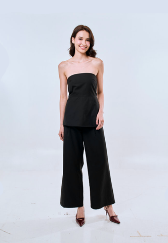 Mossimo Ivy Black Tube Jumpsuit Straight Loose Fit Leg For Women