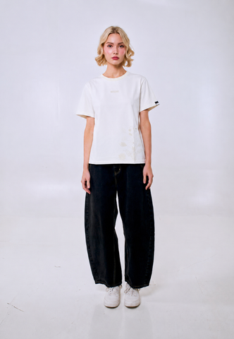 Mossimo Women's White with Big Floral Classic Fit Tee